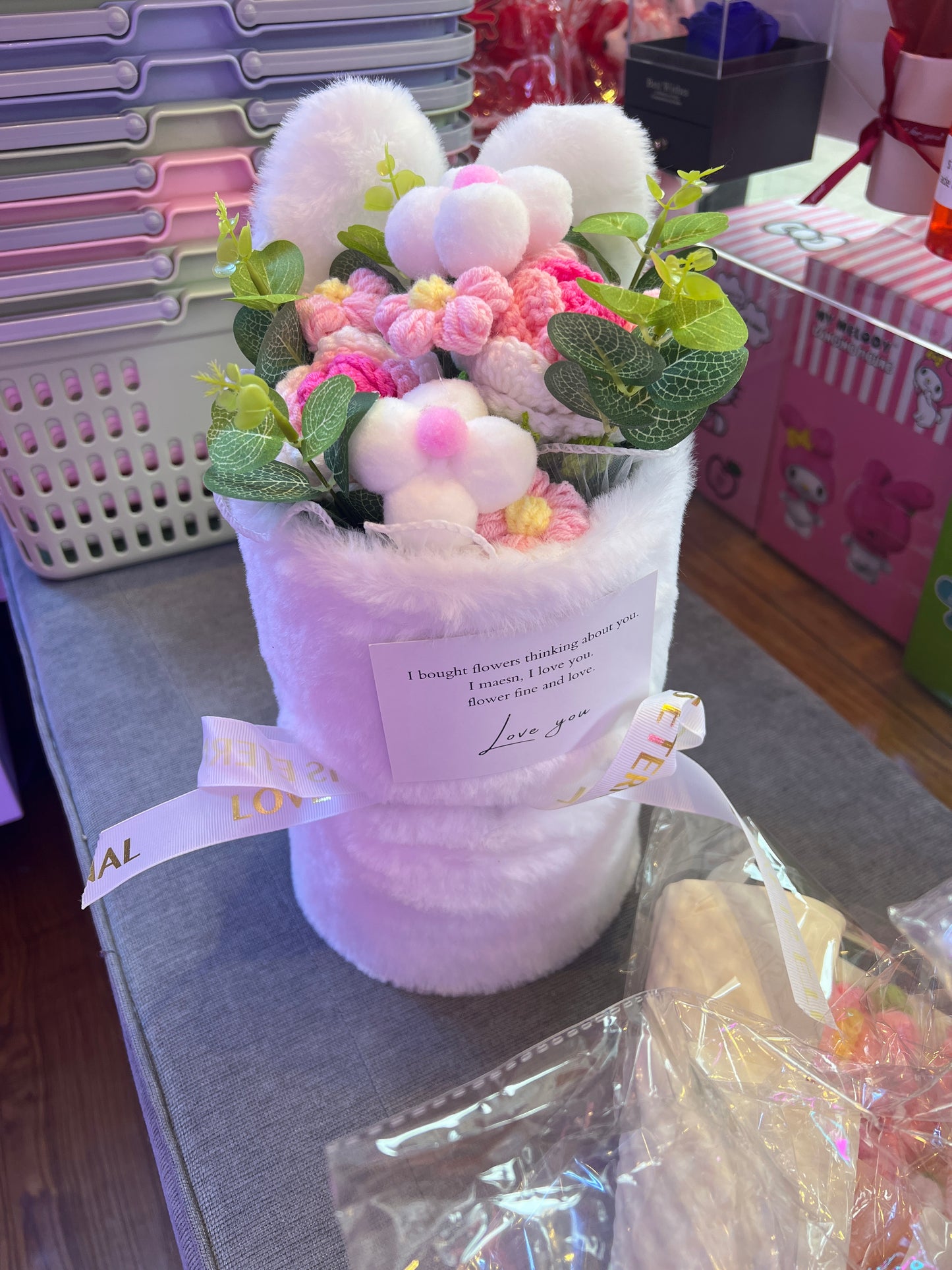 Bunny flower big with box and gift bag