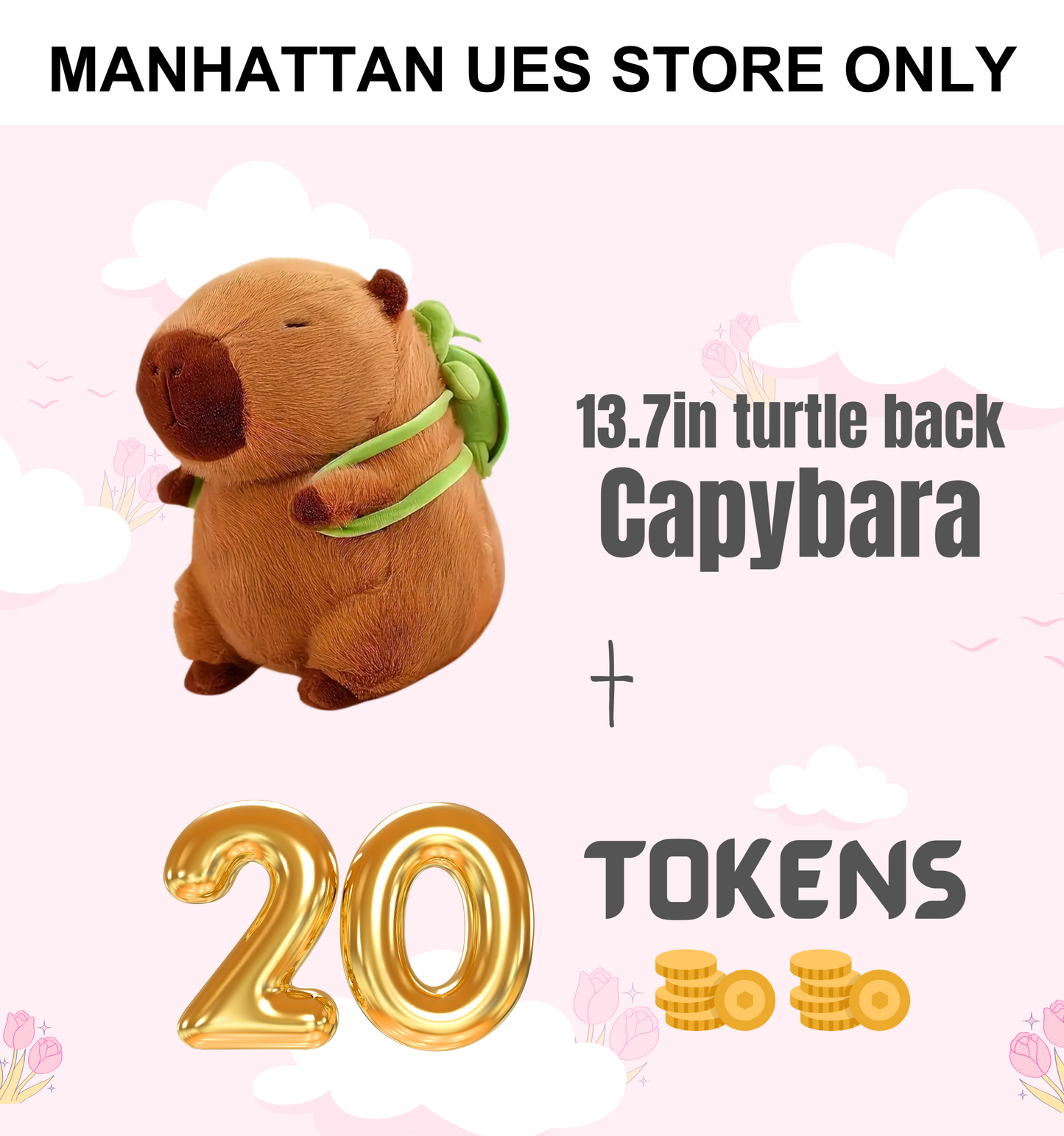 13.7inch Capybara + 20 Token Package! (Manhattan UES Store Pick Up Only)