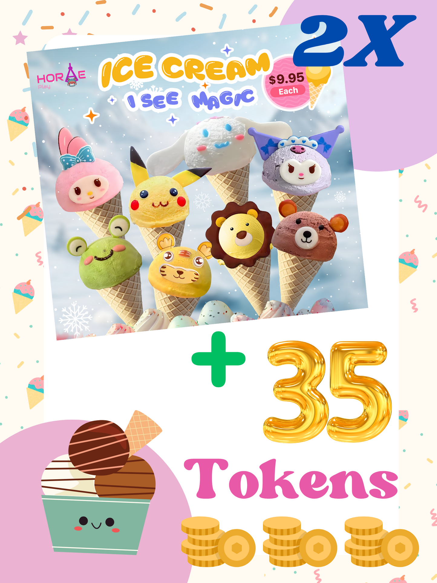 2 x Anime Ice Creams + 35 Token Package (Manhattan UES Store Pick Up Only)
